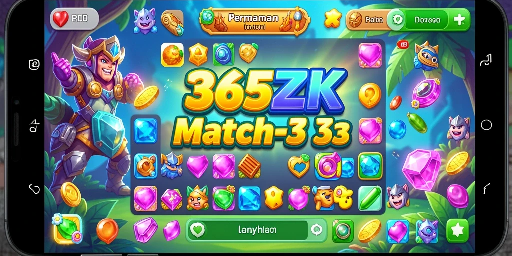 Screenshot gameplay 365ZK yang menampilkan tantangan Match-3 yang seru.