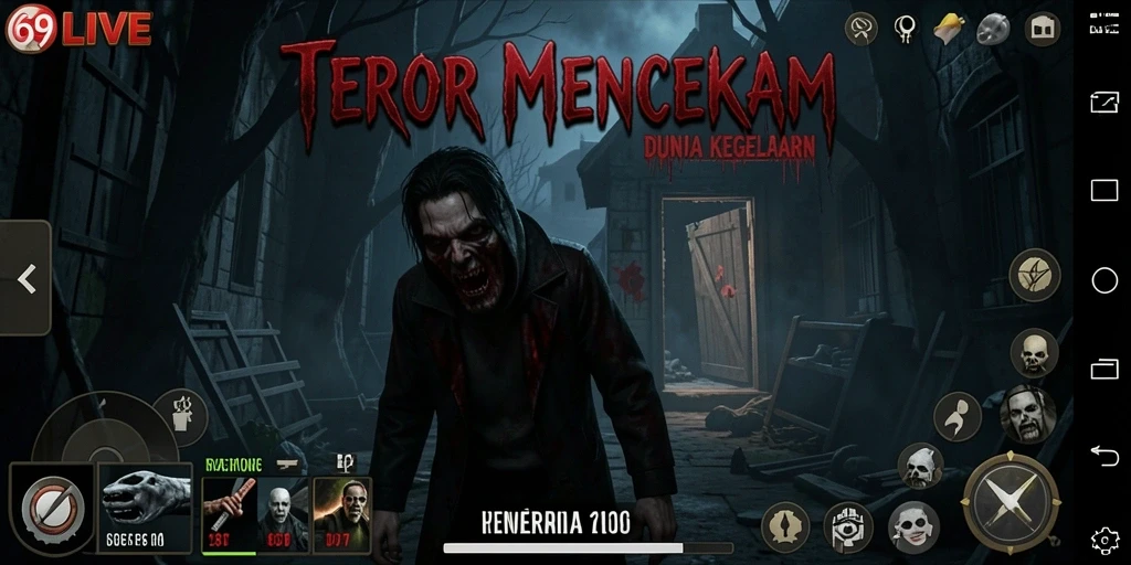 Screenshot gameplay 69LIVE yang menunjukkan momen mencekam dan menyeramkan.