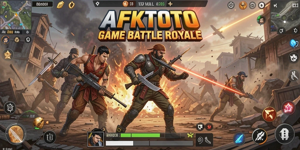 Tampilan gameplay AFKTOTO dalam pertempuran Battle Royale yang mendebarkan.