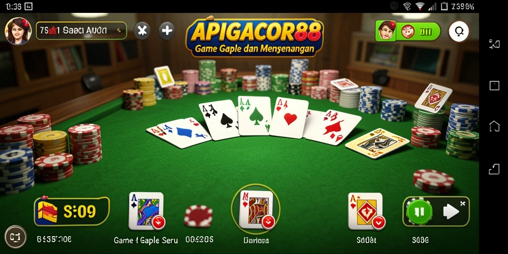 Tampilan gameplay seru dari APIGACOR88 dengan kartu Gaple.