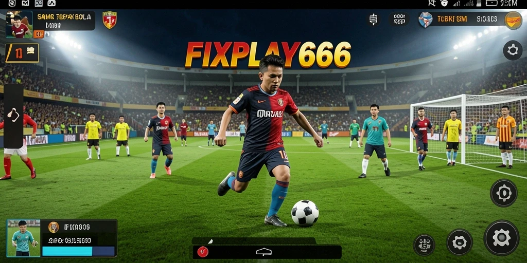 Tangkapan layar gameplay FIXPLAY666 menampilkan aksi seru di lapangan.