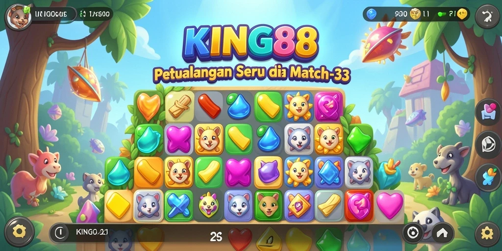 Screenshot gameplay KING88 dengan kombinasi permata yang menakjubkan.