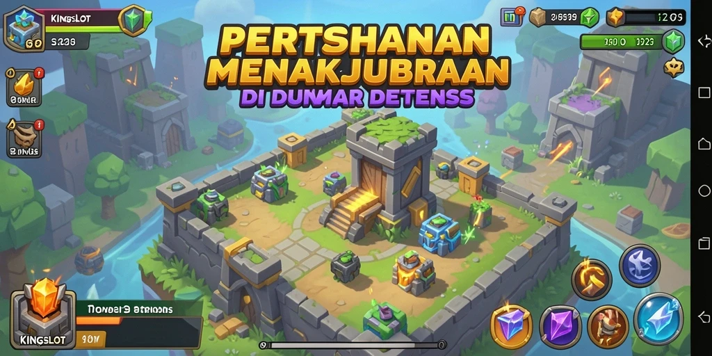 Tampilan gameplay menakjubkan dari KINGSLOT dalam aksi Tower Defense.