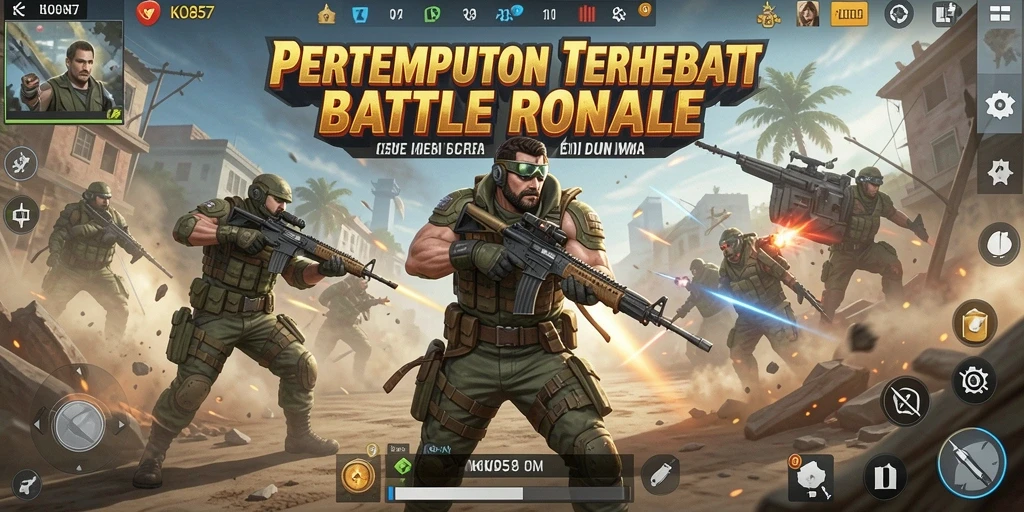 Gameplay seru di arena Battle Royale KO857 dengan pertempuran taktis.