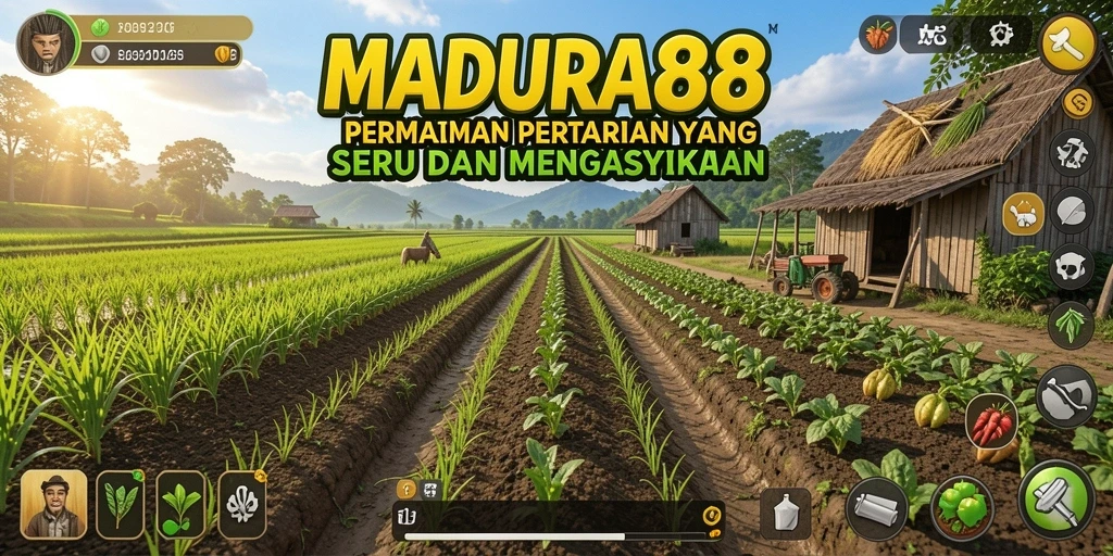Tangkapan layar menunjukkan gameplay bertani di MADURA88 yang menawan.