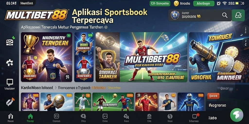 Tampilan layar utama MULTIBET88 menampilkan berbagai pilihan taruhan olahraga.