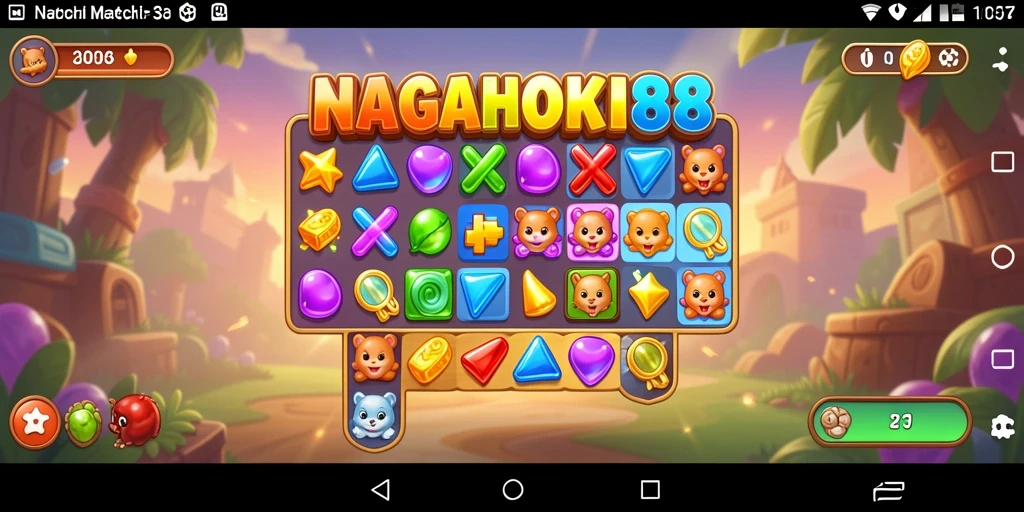Gameplay Match-3 yang penuh warna dan seru di NAGAHOKI88.