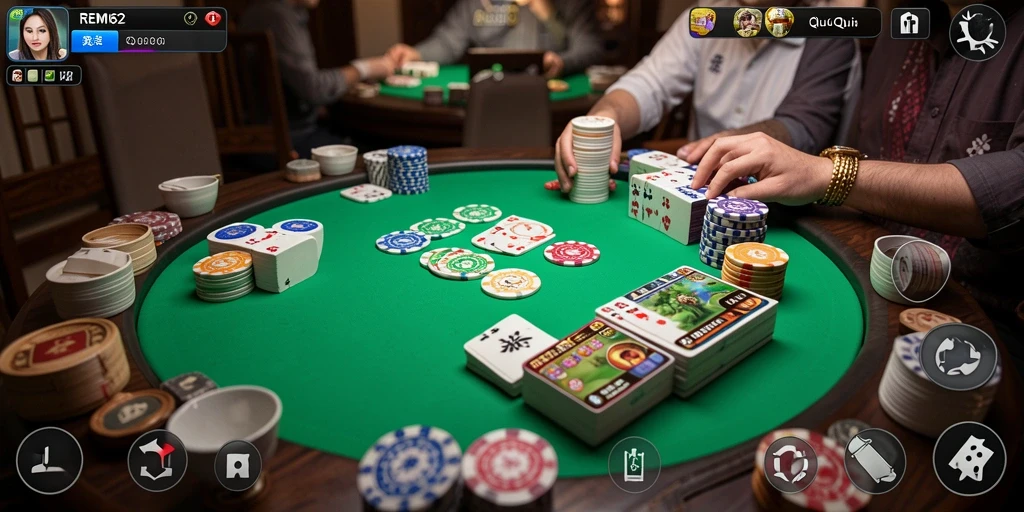 Screenshot gameplay REMI62 yang menampilkan suasana seru bermain QiuQiu.