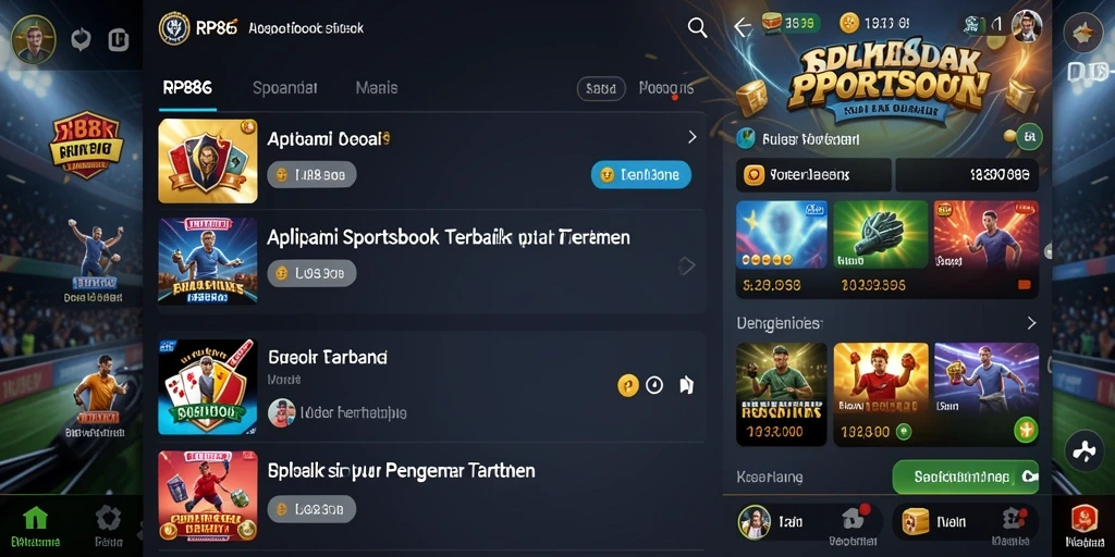 Tampilan menarik dari aplikasi RP886 saat melakukan taruhan olahraga.
