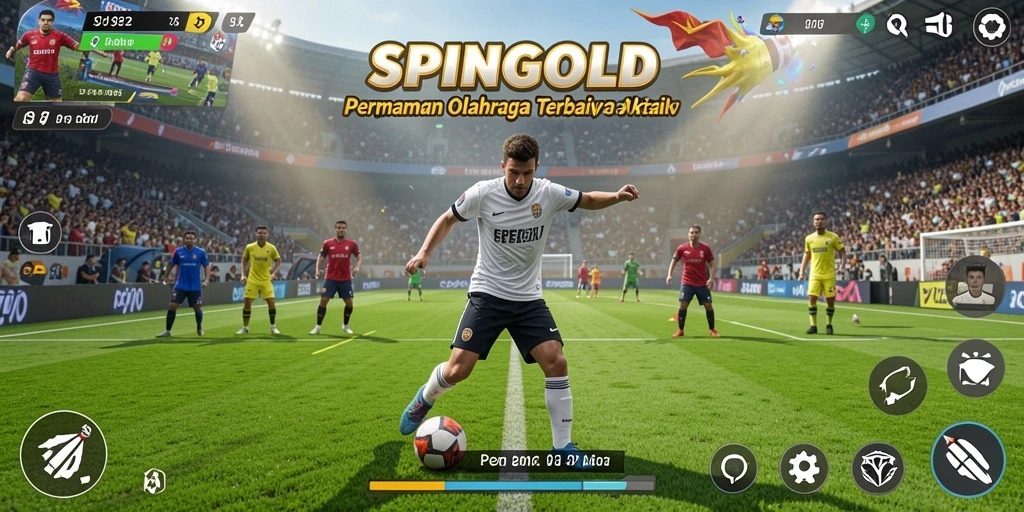 Tampilan gameplay SPINGOLD yang seru dengan aksi olahraga intens.