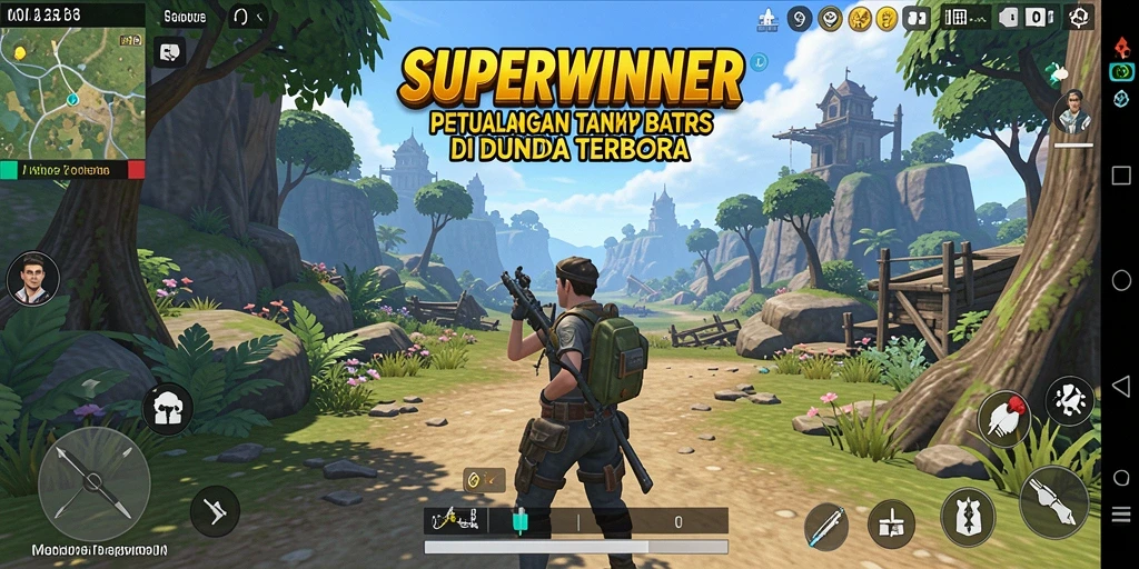 Tampilan gameplay <strong>SUPERWINNER</strong> yang menawan dan penuh aksi di dunia terbuka.