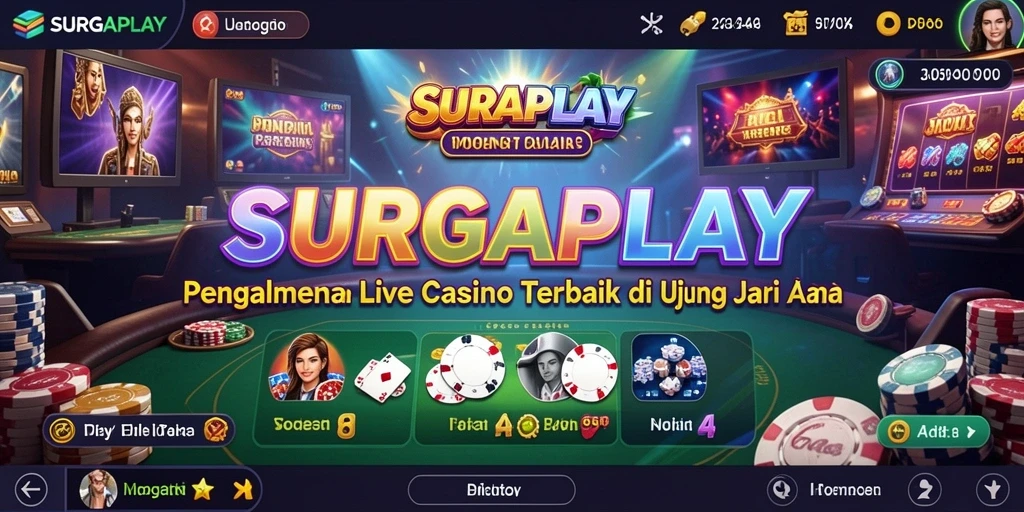 Tampilan menarik gameplay Live Casino SURGAPLAY dengan dealer langsung.