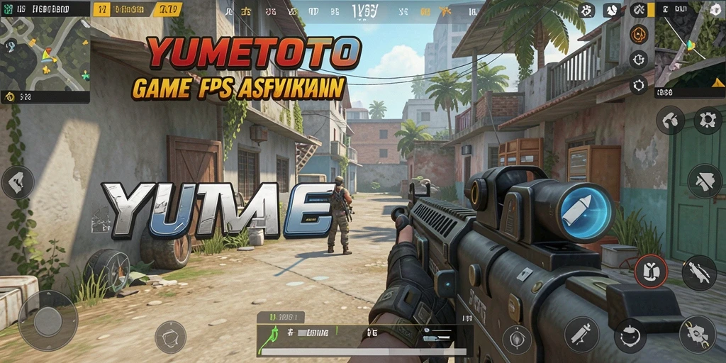 Screenshot YUMETOTO menampilkan aksi seru dalam pertempuran FPS.