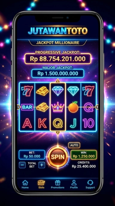 Tampilan halaman utama aplikasijutawantoto yang intuitif dan berfungsi tinggi.